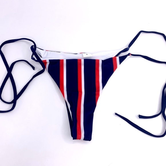 Striped Women's Bikini Push Up Padded Top Blue - Picture 2 of 7